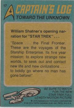 1976 Topps Star Trek #17 Toward the Unknown Back