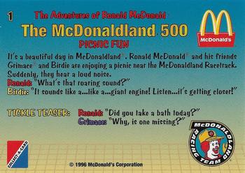 1996 Collect-A-Card The Adventures of Ronald McDonald: The McDonaldland 500 #1 Picnic Fun Back