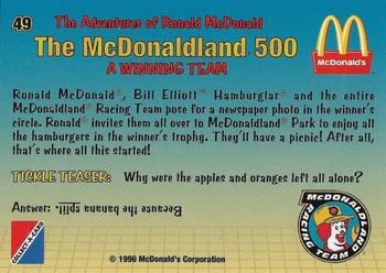 1996 Collect-A-Card The Adventures of Ronald McDonald: The McDonaldland 500 #49 A Winning Team Back