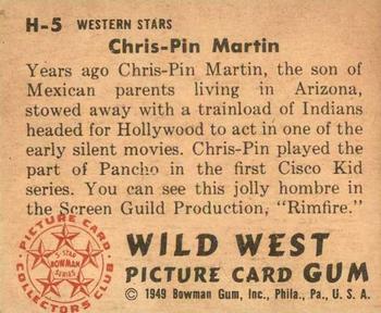 1949 Bowman Wild West (R701-19) #H-5 Chris-Pin Martin Back