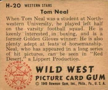 1949 Bowman Wild West (R701-19) #H-20 Tom Neal Back