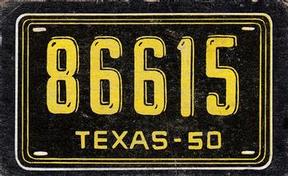 1950 Topps License Plates (R714-12) #7 Texas Front