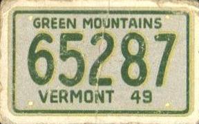 1950 Topps License Plates (R714-12) #34 Vermont Front