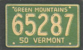 1950 Topps License Plates (R714-12) #9 Vermont Front