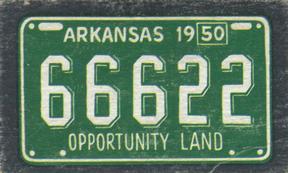 1950 Topps License Plates (R714-12) #73 Arkansas Front