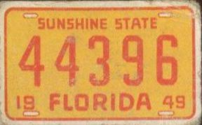 1950 Topps License Plates (R714-12) #44 Florida Front
