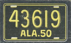 1950 Topps License Plates (R714-12) #46 Alabama Front