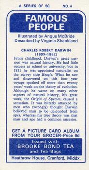 1969 Brooke Bond Famous People #4 Charles Darwin Back