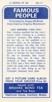 1969 Brooke Bond Famous People #41 Amy Johnson Back
