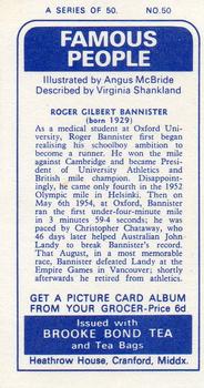 1969 Brooke Bond Famous People #50 Roger Gilbert Bannister Back
