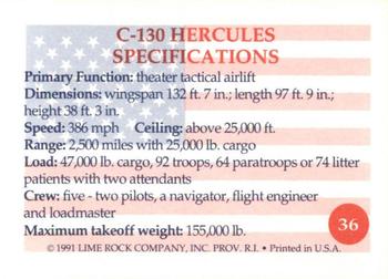 1991 Lime Rock Heroes of the Persian Gulf #36 C-130 Hercules Back