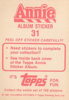 1982 Topps Annie Stickers #31 Annie Album Sticker 31 Back