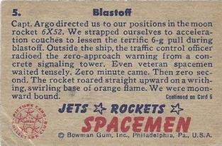 1951 Bowman Jets, Rockets, Spacemen (R701-13) #5 Blastoff Back