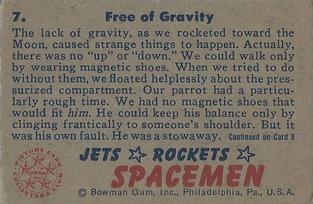 1951 Bowman Jets, Rockets, Spacemen (R701-13) #7 Free of Gravity Back