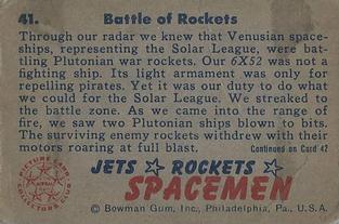 1951 Bowman Jets, Rockets, Spacemen (R701-13) #41 Battle of Rockets Back