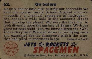 1951 Bowman Jets, Rockets, Spacemen (R701-13) #62 On Saturn Back