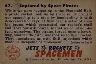 1951 Bowman Jets, Rockets, Spacemen (R701-13) #67 Captured by Space Pirates Back