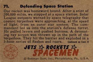 1951 Bowman Jets, Rockets, Spacemen (R701-13) #71 Defending Space Station Back