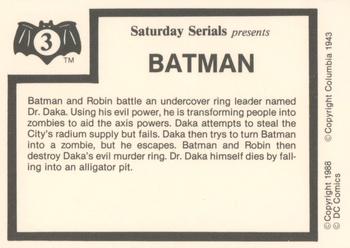 1988 DC Comics Saturday Serials #3 Batman Story Back