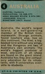 1963 Topps Flags Midgee #4 Australia Back