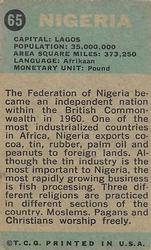 1963 Topps Flags Midgee #65 Nigeria Back