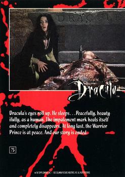 1992 Topps Bram Stoker's Dracula #75 Dracula's eyes roll up. He sleeps ... P Back