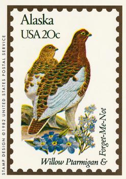 1991 Bon Air Birds and Flowers (50 States) #2 Alaska          Willow Ptarmigan          Forget-Me-Not Front