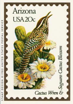 1991 Bon Air Birds and Flowers (50 States) #3 Arizona         Cactus Wren               Saguaro Cactus Blossom Front