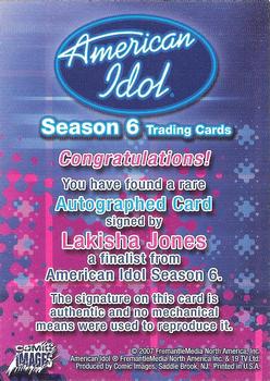 2007 Comic Images American Idol Season 6 - Autographs #NNO Lakisha Jones Back