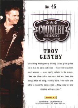 2014 Panini Country Music #45 Troy Gentry Back