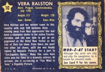 1953 Topps Who-Z-At Star? (R710-4) #10 Vera Ralston Back