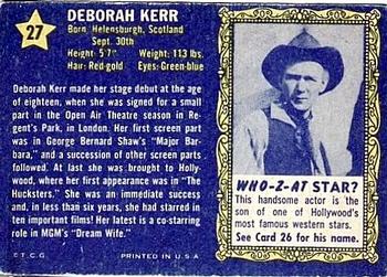 1953 Topps Who-Z-At Star? (R710-4) #27 Deborah Kerr Back