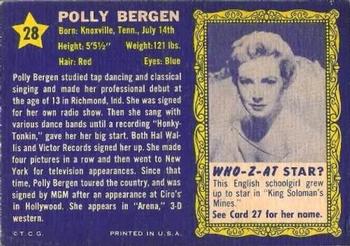 1953 Topps Who-Z-At Star? (R710-4) #28 Polly Bergen Back