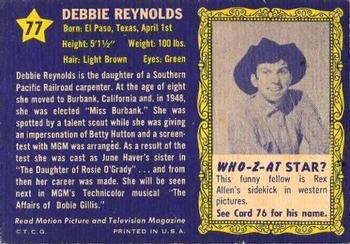 1953 Topps Who-Z-At Star? (R710-4) #77 Debbie Reynolds Back