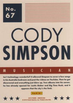 2015 Panini Americana #67 Cody Simpson Back
