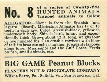 1933 Planters Big Game Hunted Animals (R71) #8 Alligator Back