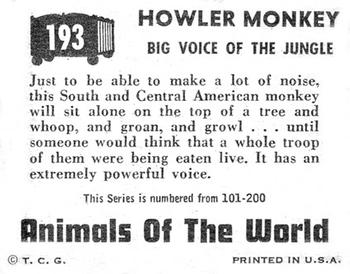 1951 Topps Animals of the World (R714-1) #193 Howler Monkey Back