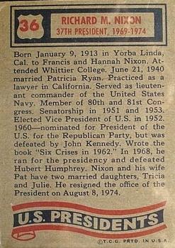 1972 Topps U.S. Presidents #36 Richard M. Nixon Back