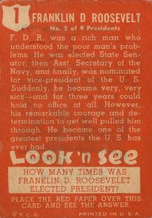 1952 Topps Look 'n See (R714-16) #1 Franklin D. Roosevelt Back