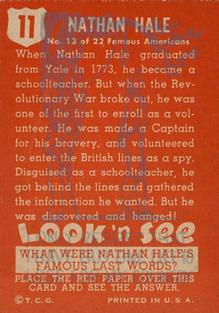 1952 Topps Look 'n See (R714-16) #11 Nathan Hale Back