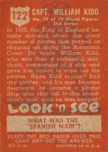 1952 Topps Look 'n See (R714-16) #122 Capt. William Kidd Back