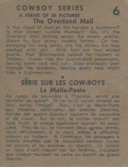 1930 Hamilton Gum Cowboy Series (V290) #6 The Overland Mail Back