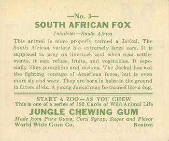1933 Jungle Chewing Gum (R78) #3 South African Fox Back