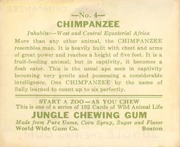 1933 Jungle Chewing Gum (R78) #4 Chimpanzee Back
