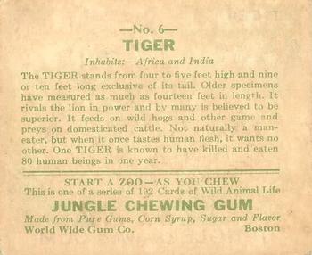 1933 Jungle Chewing Gum (R78) #6 Tiger Back