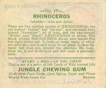 1933 Jungle Chewing Gum (R78) #17 Rhinoceros Back