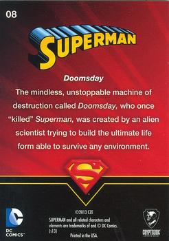 2013 Cryptozoic DC Comics Superman The Legend #8 Doomsday Back