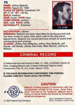 1993 Federal Wanted By FBI #79 Jeffrey Belpulsi Back