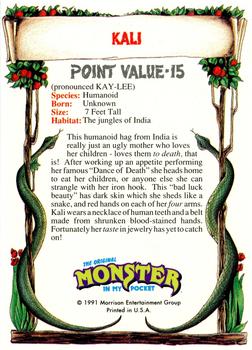 1991 Topps Monster in My Pocket (US Edition) - Hobby Version (No Card Numbers) #NNO Kali Back