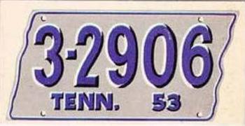 1953 Topps License Plates (R714-13) #2 Tennessee Front